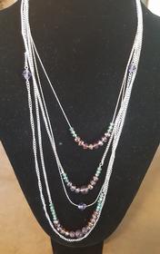 5 Strand Amethyst Glass Bead Necklace 176//280
